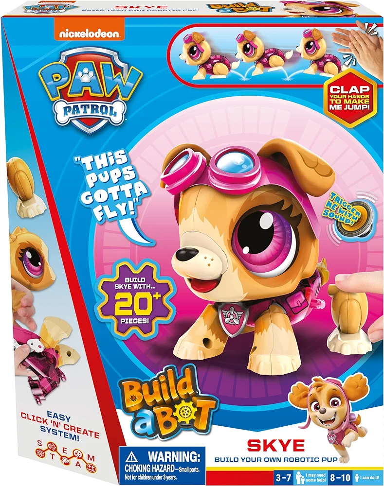 Build a Bot Paw Patrol Skye - Build Your Own Robotic Pet with 20+ Pieces with 1 Sticker Sheet - Ages 3-10