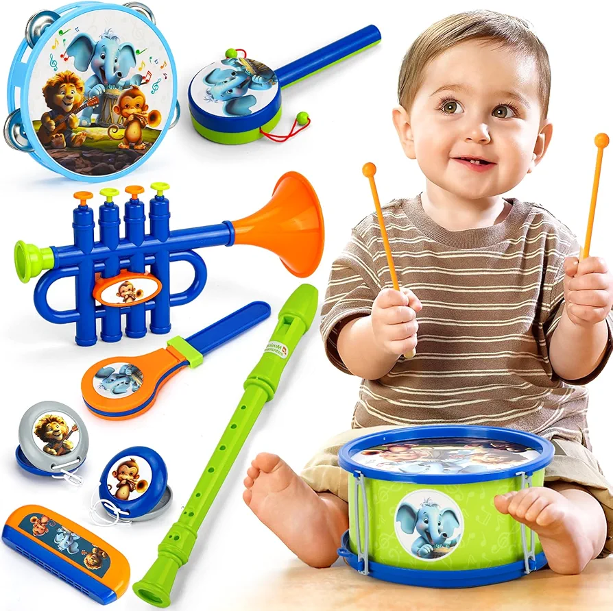 TOY Life Baby Musical Instruments, Musical Toys for Toddlers 1-3, Baby Drum Set Kids Musical Instruments, Preschool Educational Toy Instruments Birthday Toys Gifts for Baby Boys Girls 6-12-18 Month