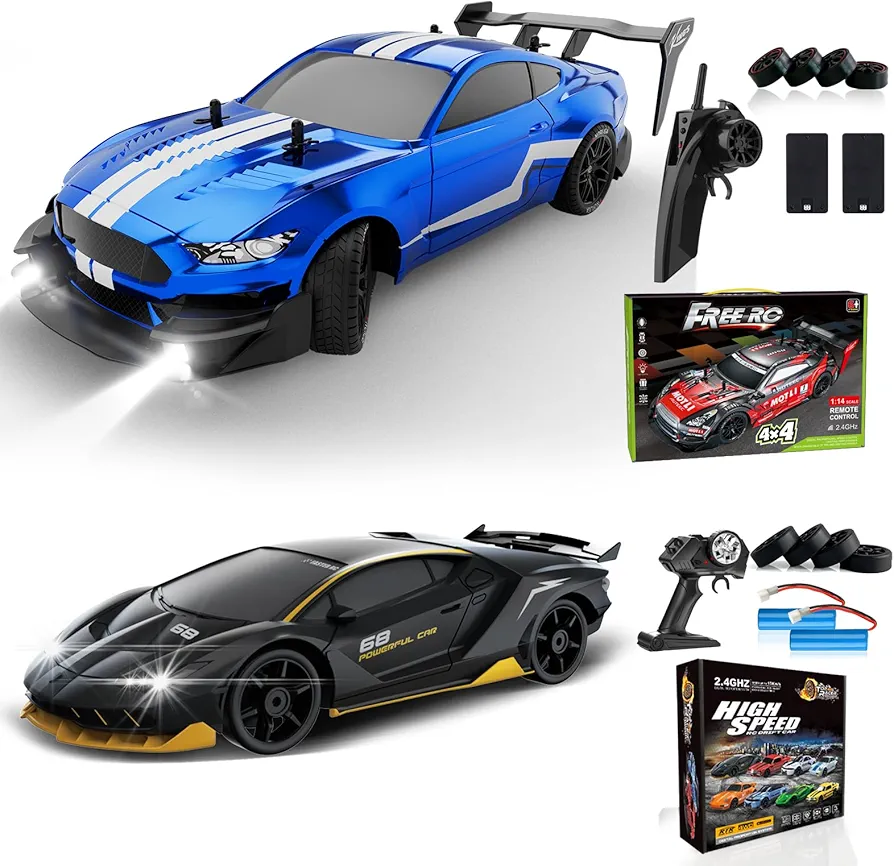 RC Drift Car 1:16 Scale 4WD RC Car 30km/h High Speed+RC Drift Car 1:24 Scale 4WD RC Car 15km/h High Speed Racing Sport Toy Car for Adults Boys Girls Kids Gift 2Pcs Rechargeable Battery