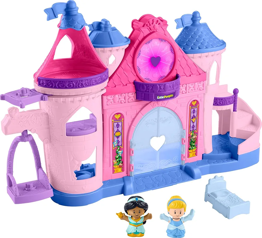 Fisher-Price Little People Toddler Toy Disney Princess Magical Lights & Dancing Castle Musical Playset for Pretend Play Ages 18+ Months​