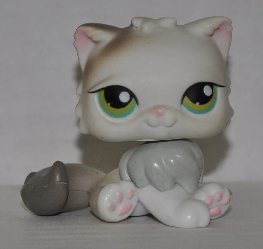 Littlest Pet Shop Persian #328 (Grey, Green Eyes) (Retired) Collector Toy - LPS Collectible Replacement Figure - Loose (OOP Out of Package & Print)