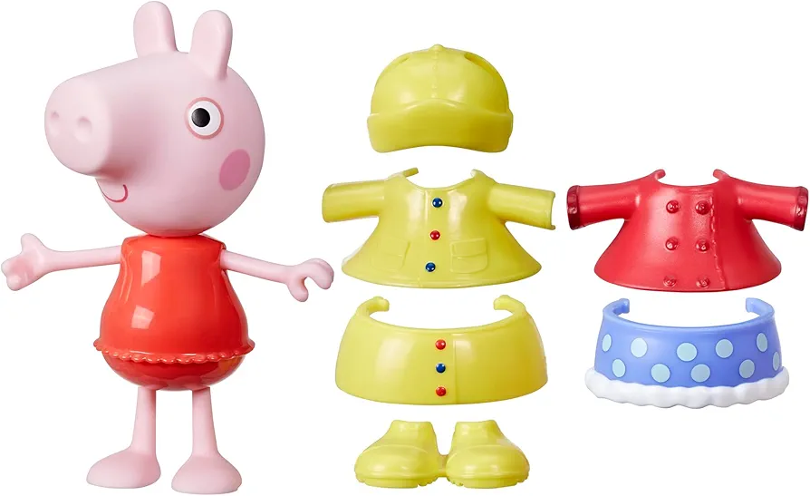 Peppa Pig Dress-Up Figure with 6 Easy-On Fashion Accessories, 6-Inch Doll, Preschool Toys for Girls and Boys 3 and Up