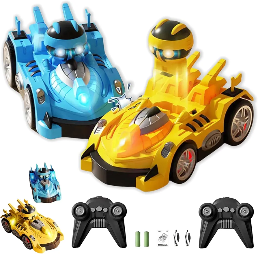 Remote Control Bumper Cars for Kids Battle RC Bumper Car for Boys and Girls 4-8 Years Ejecting Car Toy Game for Toddler RC Car Set of 2 Players Racing Match with Catapult Figures Popping Up