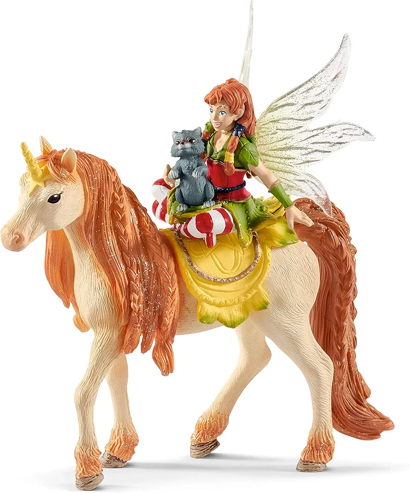 Schleich Bayala Fairy Marween Doll with Glitter Unicorn Figurine 3pc. Playset - Featuring Magical Marween and Unicorn Figure for Fun and Imaginative Play for Boys and Girls, Gift for Kids Ages 5+