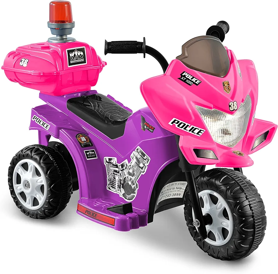 KID MOTORZ Lil Patrol Ride On Toy, 6V, Purple and Pink