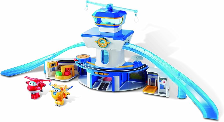 Super Wings World Airport Playset, Includes 2" Transform-a-Bot Jett and Donnie Figures , Preschool Educational Learning Toys for Boys And Girls Age 3 4 5 6, Birthday Gifts For Kids