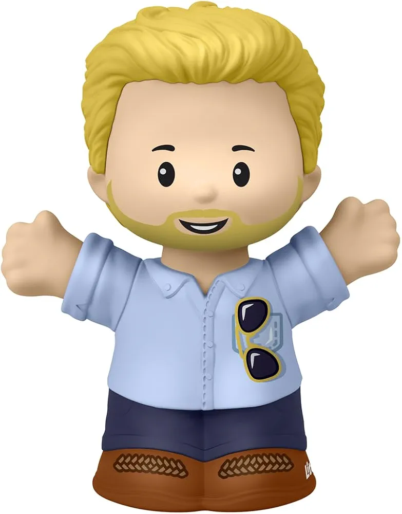 Fisher-Price Little-People Figure - HJW72 ~ Dad with Blonde Hair and Beard, Blue Shirt and Sunglasses ~ Works Great with Any Little-People Playset