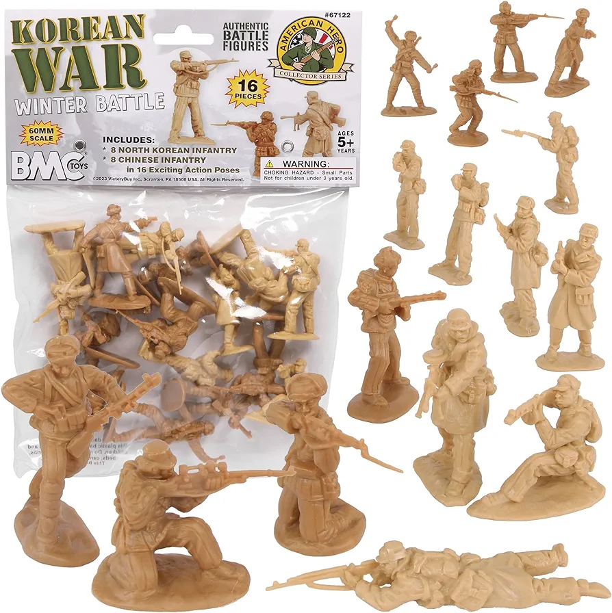 BMC Korean War Winter Battle - 16pc Tan North Korean & Chinese Soldier Figures