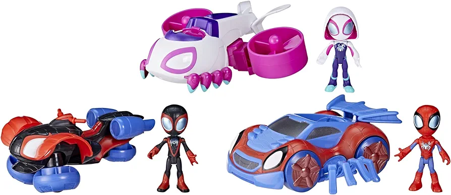 Spidey and His Amazing Friends Team Spidey Change ‘N Go Riders Playset, 3 Toy Cars and Action Figures, Marvel Super Hero Toys for 3 Year Old Boys and Girls and Up (Amazon Exclusive)