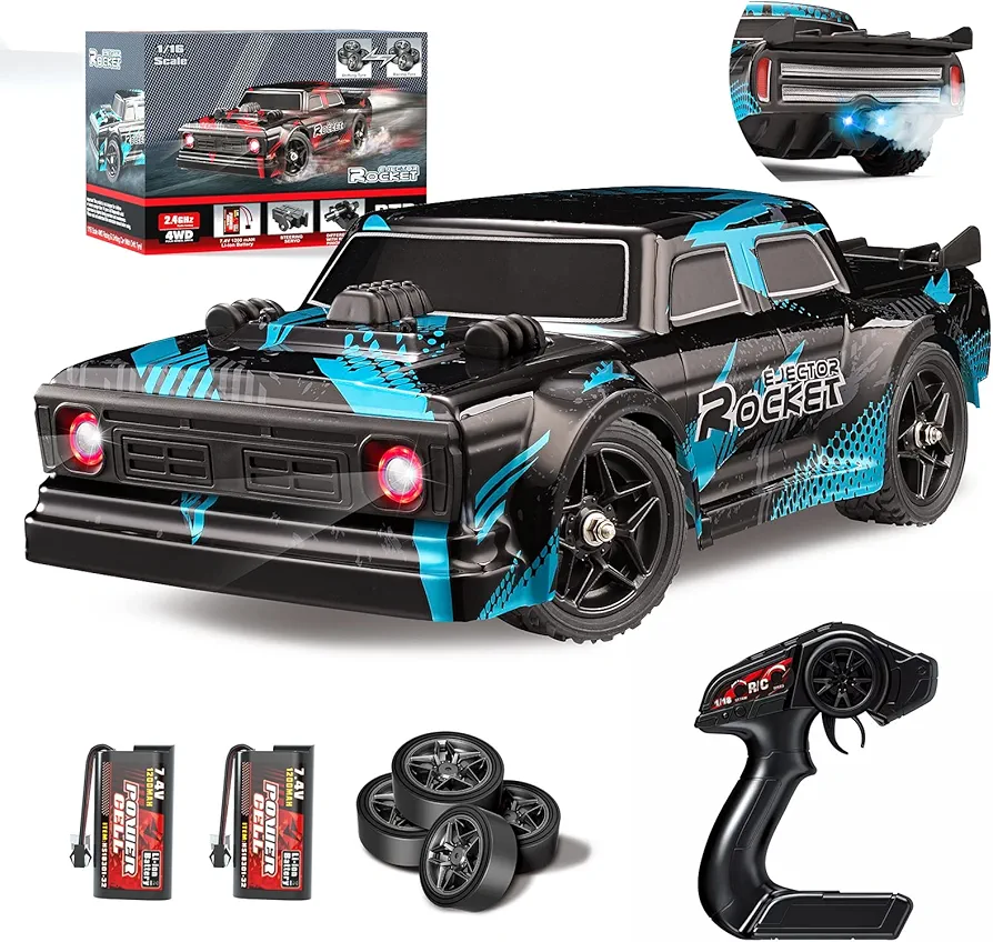 1/14 Remote Control High Speed Car, RC Drifting Racing Cars 40km/h 4WD RC Truck 4X4 Off-Road Fast Hobby RC Vehicle Toy with Lights for Boys Kids and Adults