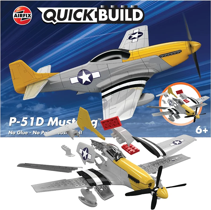 Airfix Quickbuild P-51D Mustang Airplane Brick Building Plastic Model Kit J6016