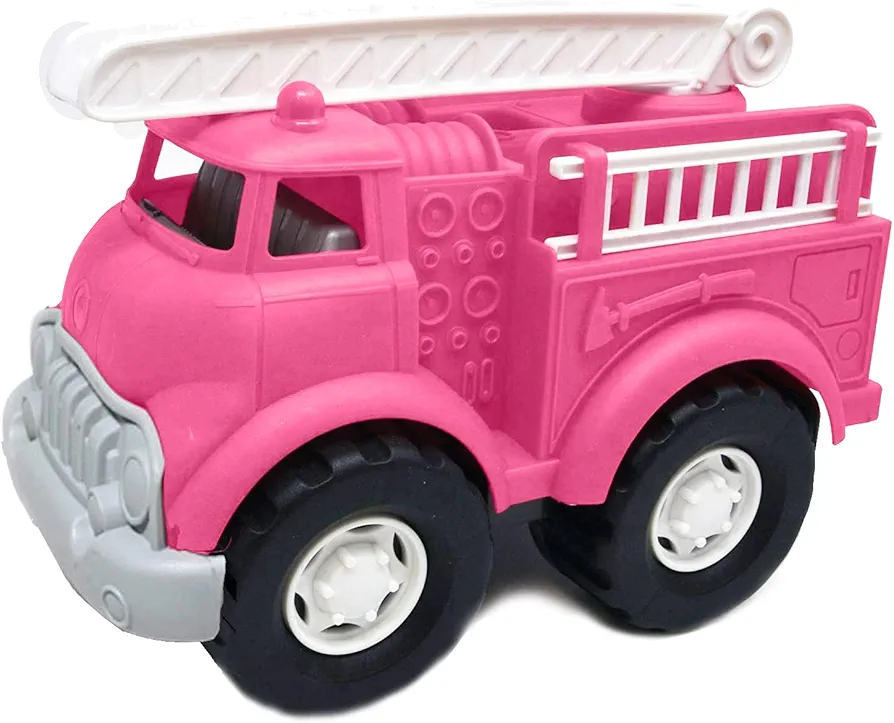 Big Plastic Toy Fire Truck for Toddlers Boys and Girls | Pink Fireman Engine Vehicle with Rescue Ladders for Indoor and Outdoor Imaginative Play (Pink)