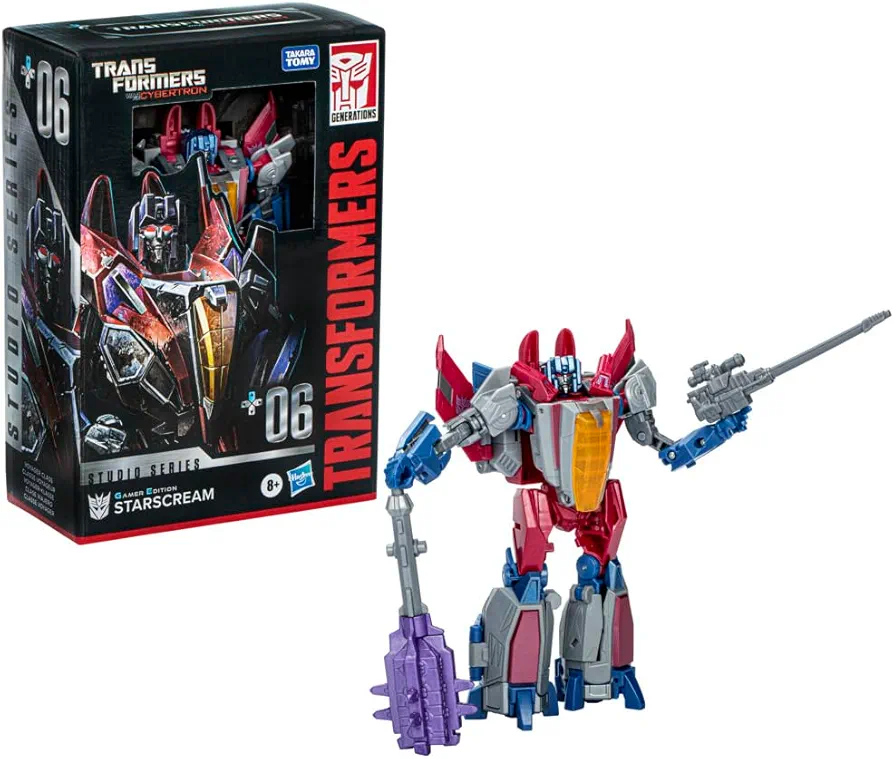 Transformers Toys Studio Series Voyager War for Cybertron 06 Gamer Edition Starscream, 6.5-inch Converting Action Figure, 8+