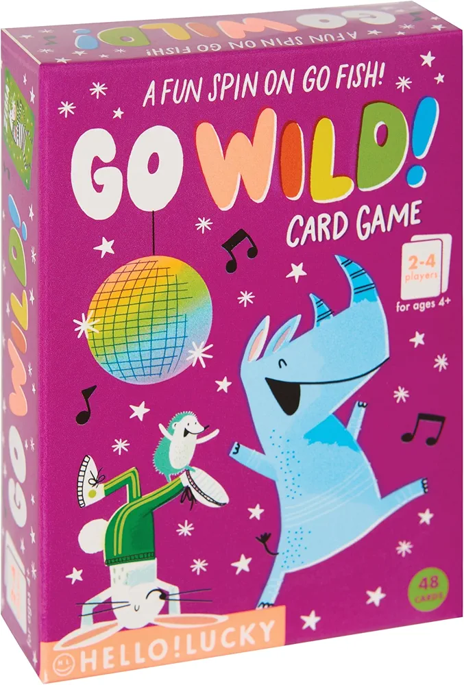 Hello!Lucky C.R. Gibson BCG2-25079 Wild Animals Go Fish Card Game for Kids, Multicolor, 48 Cards