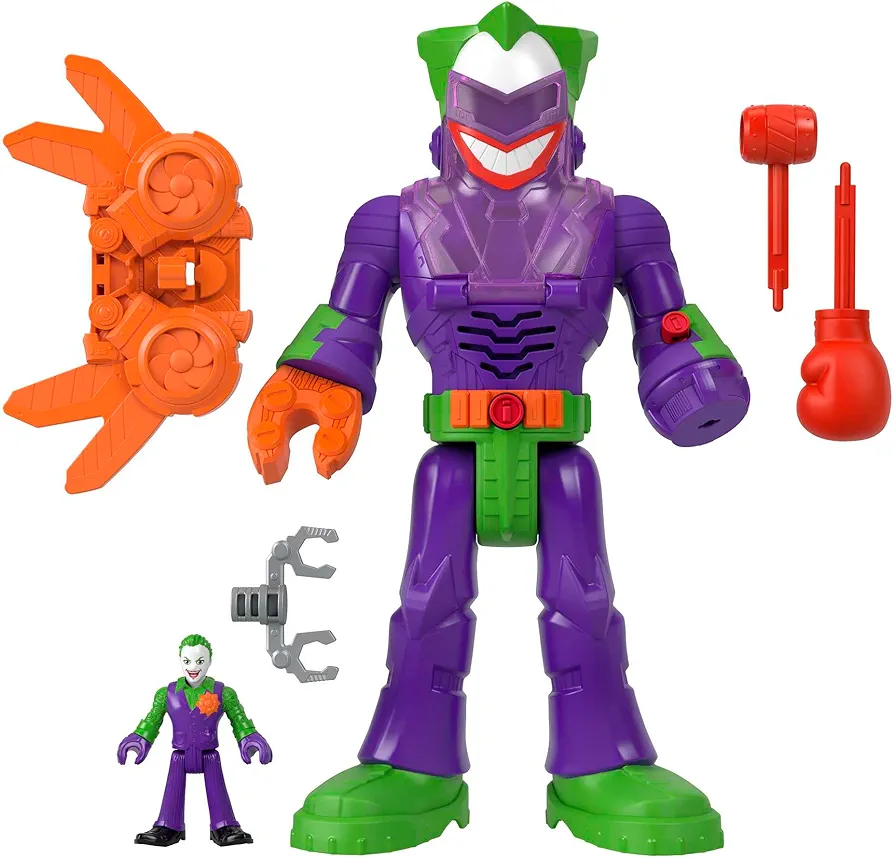 Fisher-Price Imaginext DC Super Friends Robot Toy, The Joker Insider & LaffBot 12-Inch with Lights Sounds & Figure for Kids Ages 3+ Years