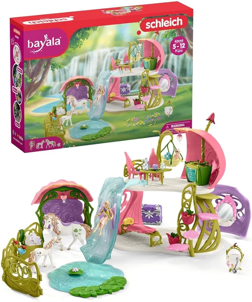 Schleich bayala, Fairy and Unicorn Gifts for Girls and Boys, Glittering Flower Dollhouse with Fairy, Unicorn, and Accessories, Ages 5+