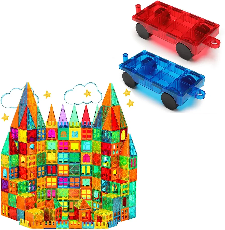 Mangetic Tiles, 100PCS Magnet Building Toys and 2 Cars Set