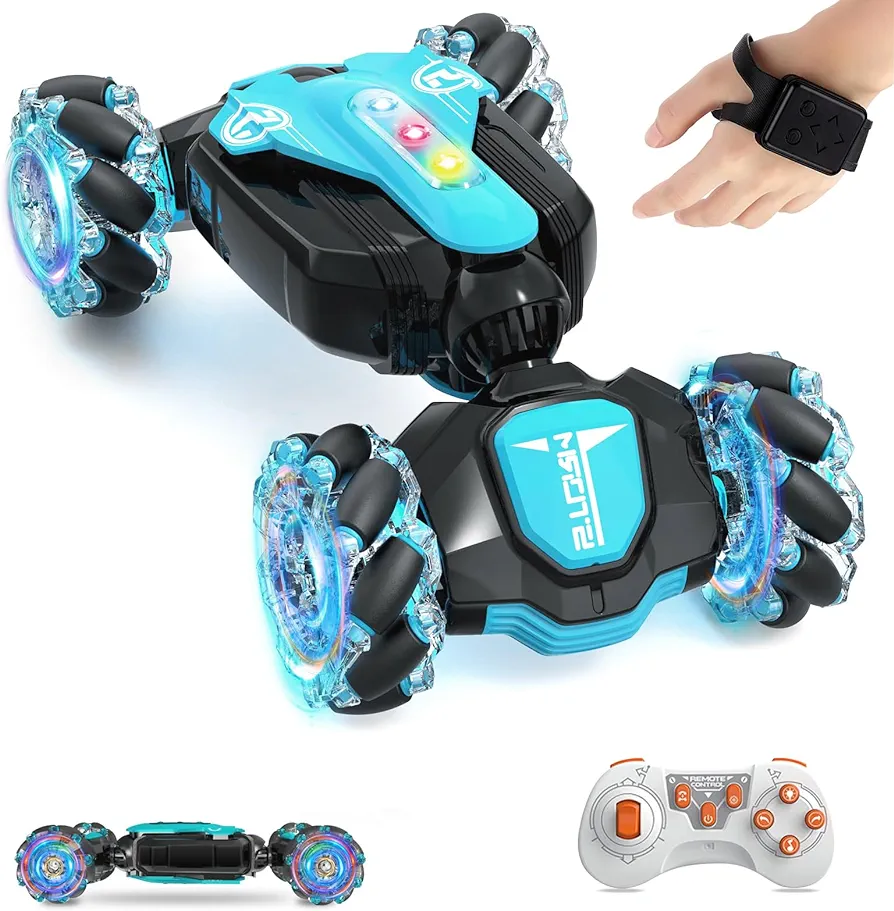 Remote Control Car, Gesture Sensing RC Stunt Car 360° Rotating 4WD 2.4Ghz RC Cars Hand Controlled Car with Cool Music and Light, RC Cars for Boys and Girls Birthday Gifts