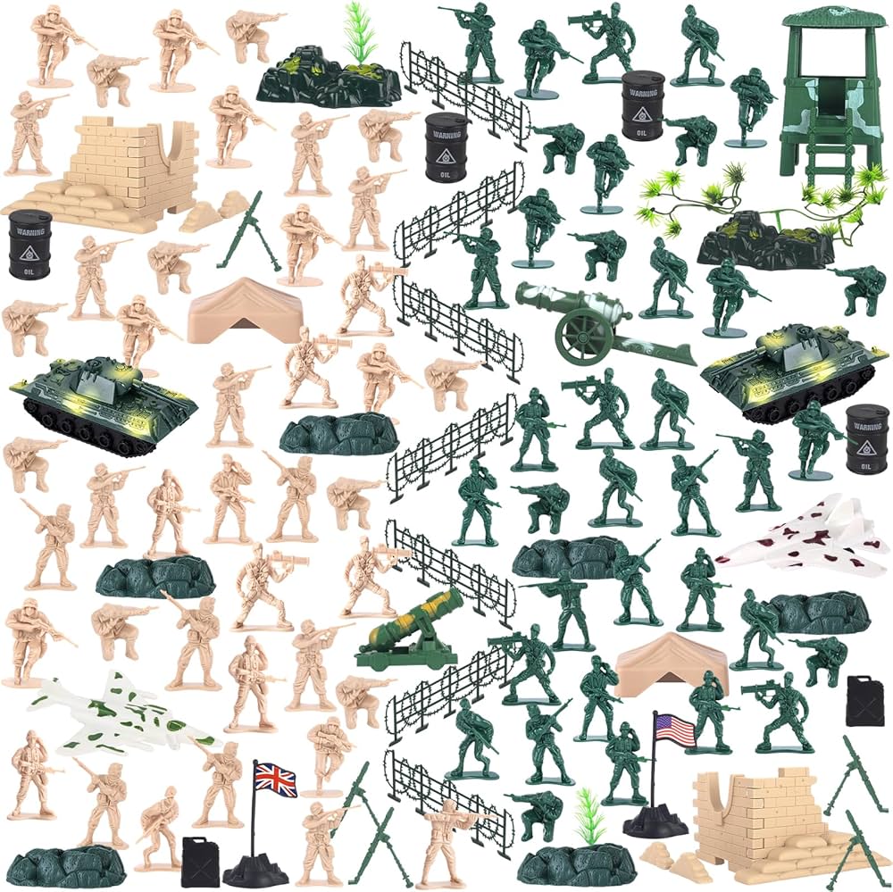 AMOR PRESENT 88PCS Army Men Military Set, Military Soldier Playset Army Men Action Figures with Military Map for Boys Holiday Birthday Gift