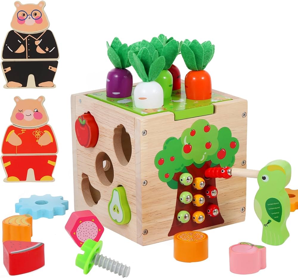 Wooden Garden Toy, Toddler Montessori Toys for Baby Boys Girls, Wood Preschool Learning Fine Motor Skills Game, Educational Learning Toys for Toddlers