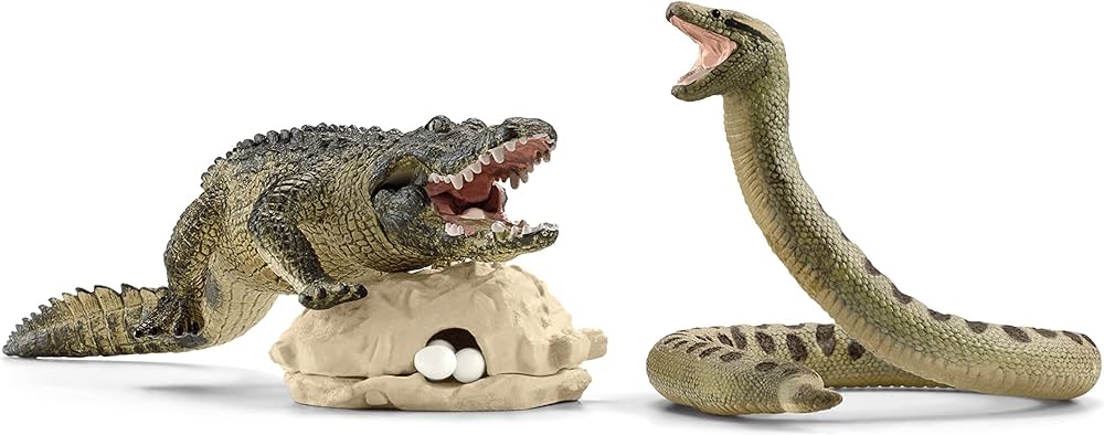 Schleich Wild Life 5-Piece Wild Animal Toy Playset for Boys and Girls Ages 3+, Danger in The Swamp with Alligator and Snake