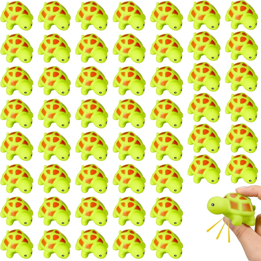 100 Pcs Mini Rubber Turtle Baby Bath Toy Screaming Sound Rubber Turtle in Bulk Turtle Bathtub Toys Squeaky Turtle Preschool Bath Toys for Bath Shower Birthday Party Decor (Green)