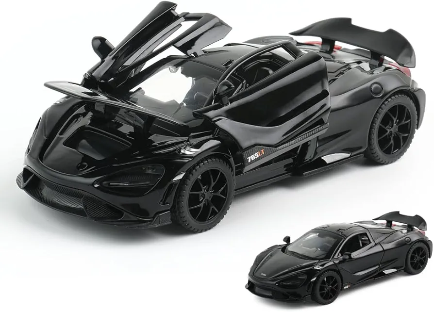 McLaren 720s Alloy car Model, 1:32 Scale Super Sports car Toys with Cool Lighting and Dynamic Music, Children's Dream Toys, Perfect Birthday for Kids (Black)