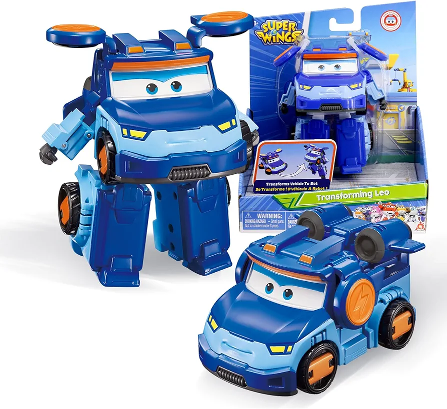 Super Wings Transformer Toys 5" Action Figure Supercharged Tobot Leo, 3 in 1 Rescue Bots Transforming Airplane Car Robot Toys, Educational Toys for Boys and Girls Age 3+, Gifts for Preschool Kids, Leo