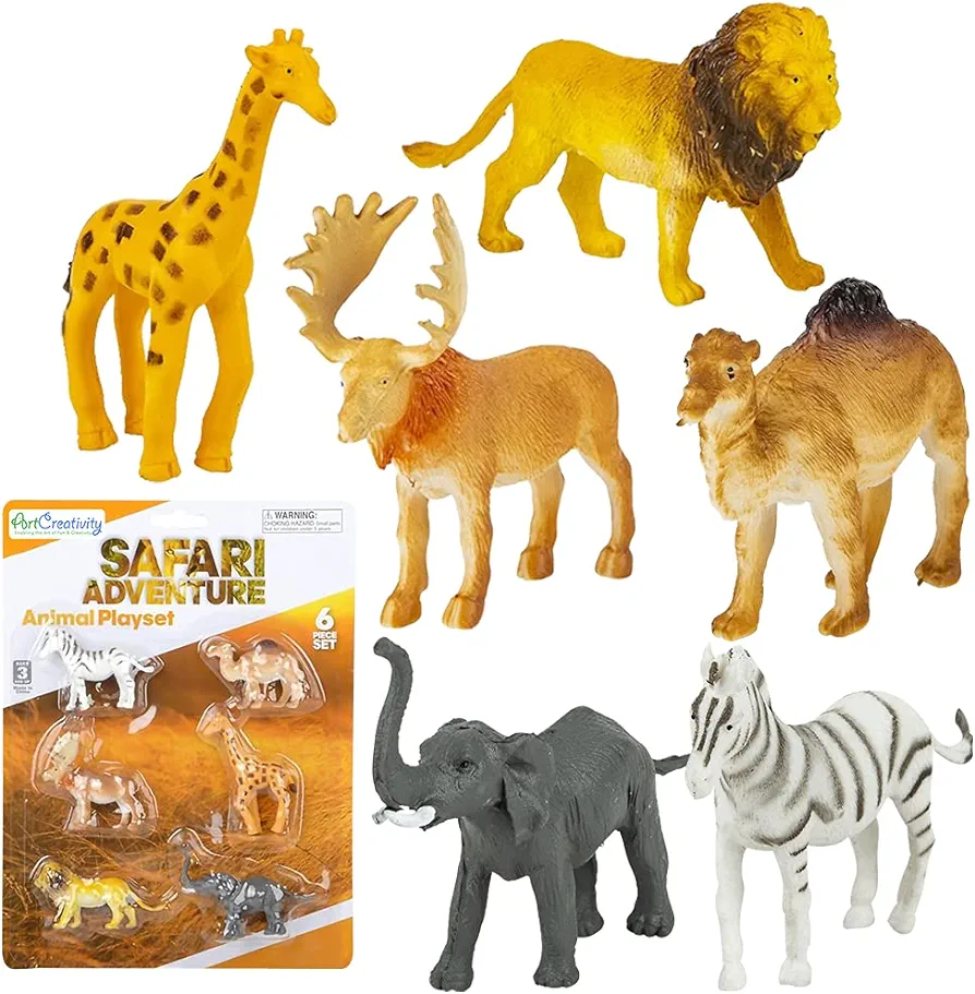 ArtCreativity Safari Animal Figurines Playset for Kids, Set of 12, Assorted Small Animal Figures, Sturdy Plastic Toys, Fun Zoo Theme Birthday Party Favors, Great Gift Idea for Boys and Girls