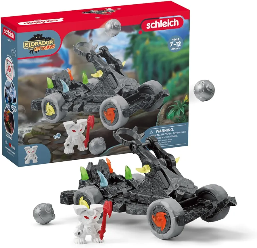 Schleich Eldrador Action Figure Toys for Boys and Girls, Catapult Truck Set with Mini Creatures, Ages 7+