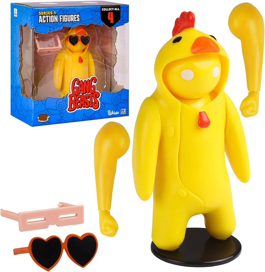 Gang Beasts Action Figures | Yellow | Collectible Toys. 6.5 Inch Kids Toys | Superhero Toys for Boys & Girls. 4 to Collect | Accessories | Official Gang Beasts Collectibles