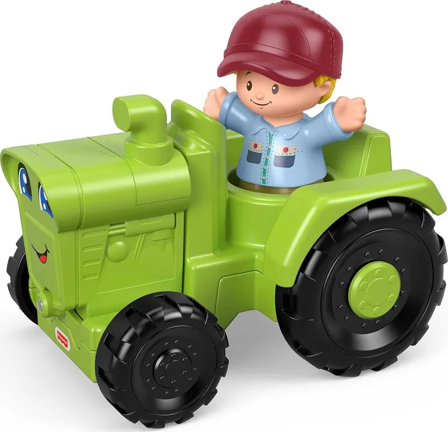 Fisher-Price Little People Toddler Toy Helpful Harvester Tractor, Farm Vehicle & Figure Set for Preschool Pretend Play Kids Ages 1+ Years