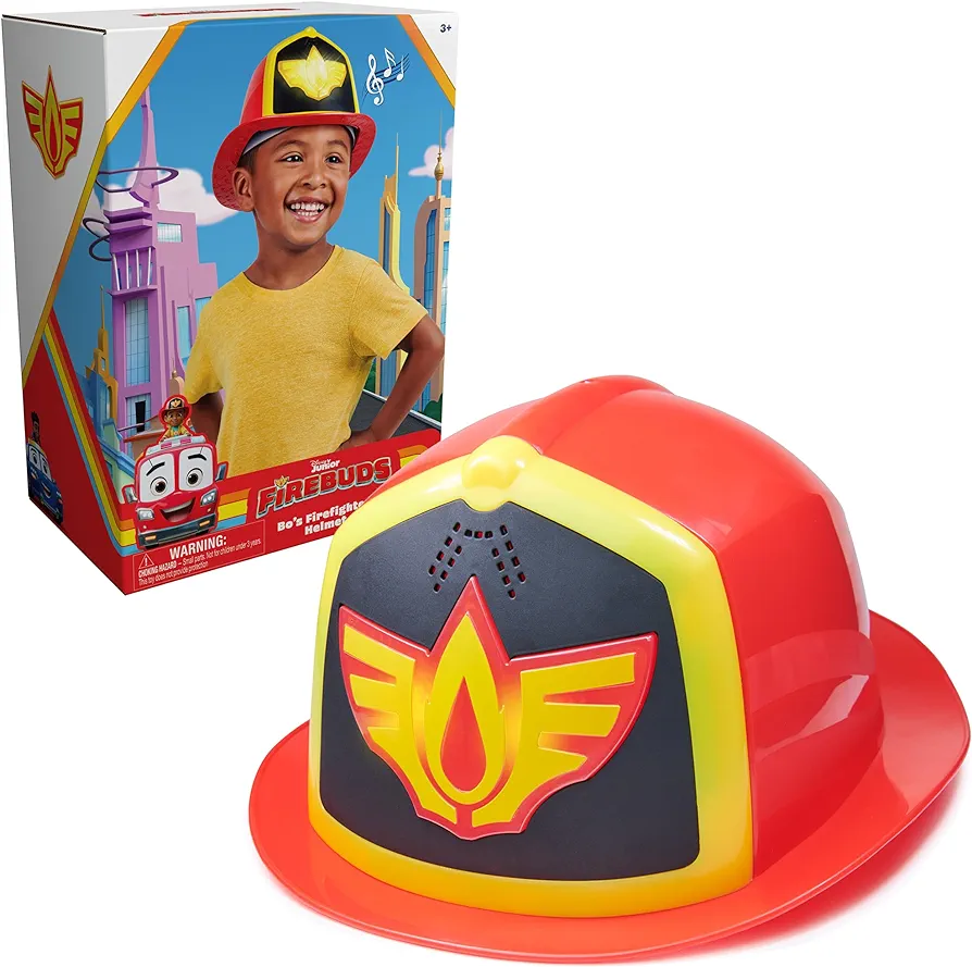 Disney Junior Firebuds, Bo’s Firefighter Hat with Light and Sounds, Pretend Play Costume Kids Toys for Boys and Girls Ages 3 and up