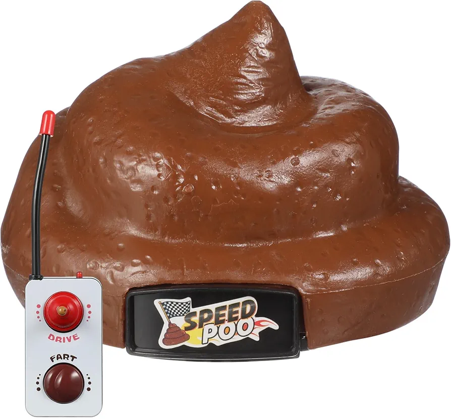 NUOBESTY Poop Car Remote Control Plastic Simulation Stool Toy Shit Poop Car with Spinning and Farting Action for Halloween April Fools Day Party Kids Child Toy