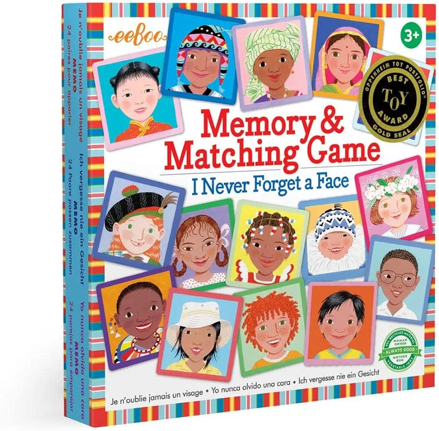 eeBoo: I Never Forget a Face, Memory & Matching Game, Developmental and Educational, 24 Pairs to Match, Single or Multiplayer Function, for Ages 3 and up