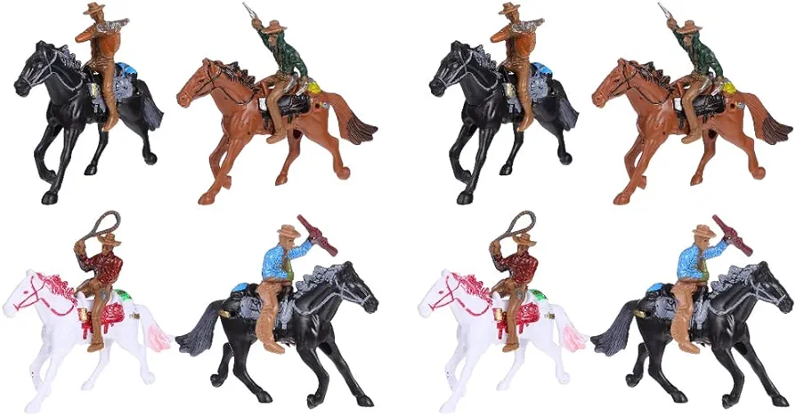 Western Figures, Model Action Figures, Horse Riding Plastic Indians Figurines Figures Playset, 8 Pieces