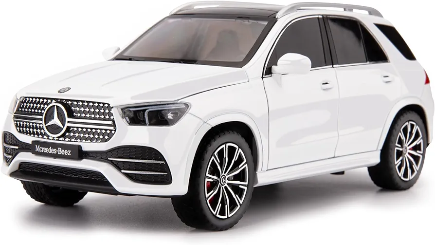 Compatible for 1/24 Alloy Die-cast Benz GLE 350 Toy Car with Sound and Light Pull Back Collection Model Car for Kids Gift （White）