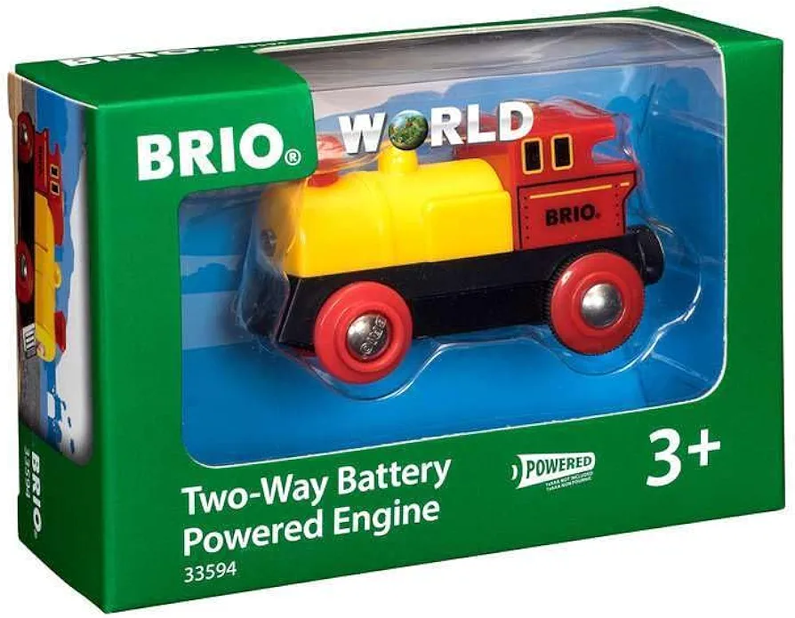 BRIO 33594 World Two-Way Battery-Operated Engine - Interactive Train Toy for Kids | Lights Up | Forward & Reverse Functions | Great Christmas or Birthday Gift | Suitable for Ages 3 and Up