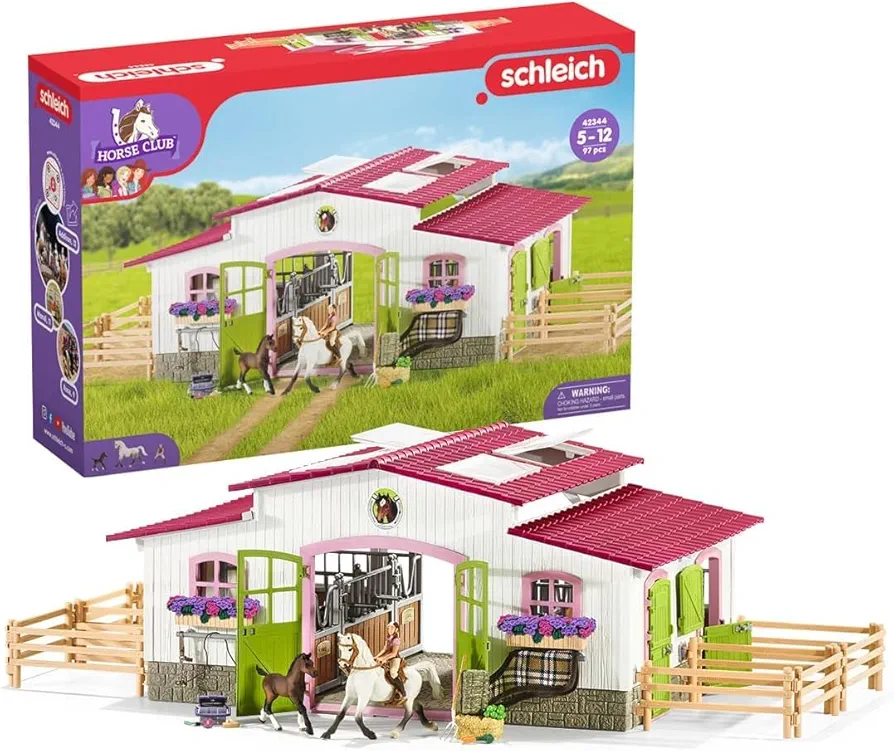 Schleich Horse Club Gifts for Girls and Boys, Riding Center with Rider and Toys, Stable Set with 97 pieces