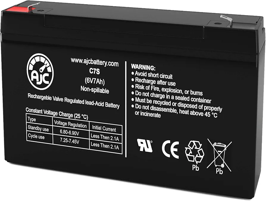 AJC Battery Compatible with Kid Trax Disney CARS Baja McQueen Quad KT1149 6V 7Ah Ride-On Toy Battery