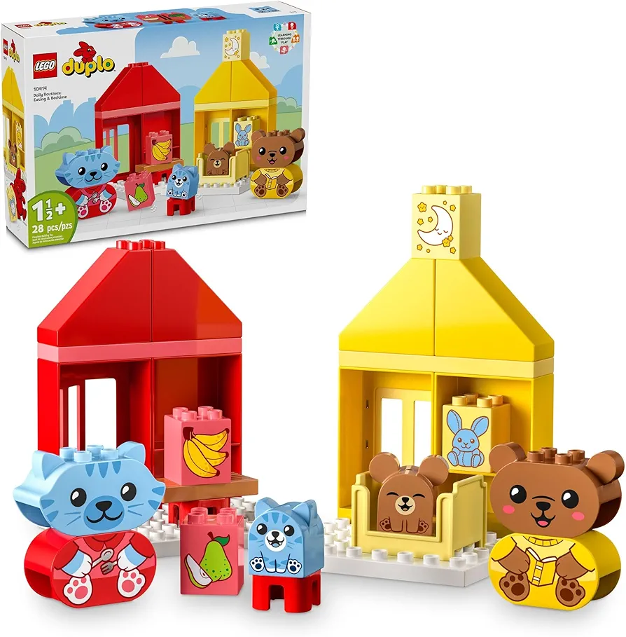 LEGO DUPLO My First Daily Routines: Eating & Bedtime Toy for Social and Emotional Roleplay, Animal Toys, Gift for Preschool Kids Ages 18 Months and Up, Helps Toddlers Explore Feelings, 10414