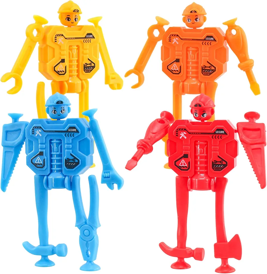 Action Figures Fidget Toys, Kids Tool Set Robot Toys, Toddler Road Trip Car Airplane Travel Suction Toys, Party Favor Classroom Prizes Sensory Autism Toys Gifts for Girls Boys 4 5 6 7+ Years Old