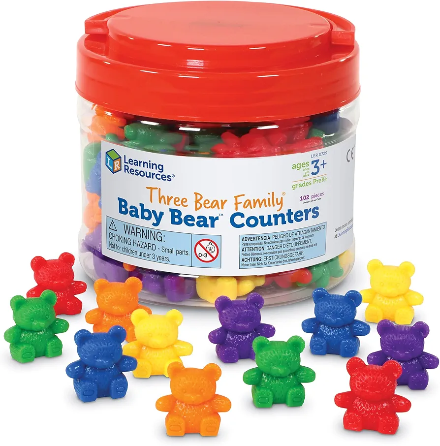 Learning Resources Baby Bear Counters - 102 Pieces, Ages 3+ | Grades Pre-K+ Toddler Learning Toys, Counters for Kids, Counting Manipulatives, Teddy Bear Counters