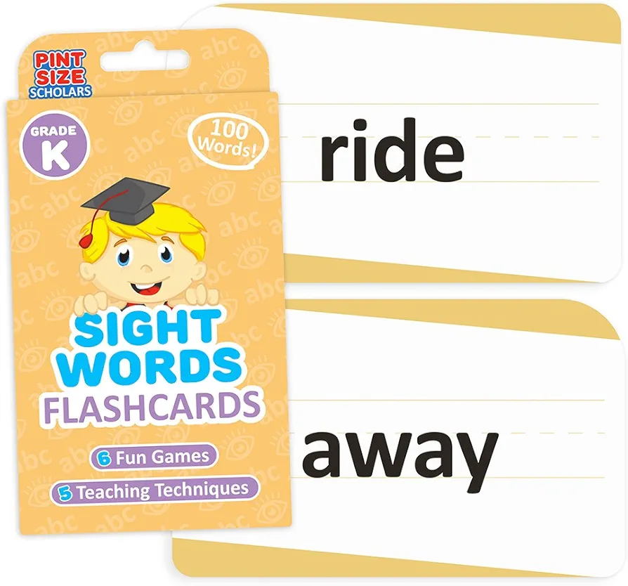 100 Vocabulary Flash Cards for Sight Words - 6 Learning Games per Deck for Preschool & Elementary Early Learning - Kindergarten