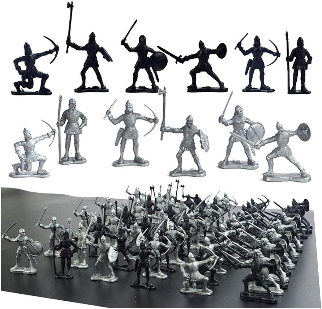 60 pcs Medieval Soldiers Military Figures Toy Ancient Roman Soldiers Figures Statues Middle Ages Army Infantry Archer Warriors Model