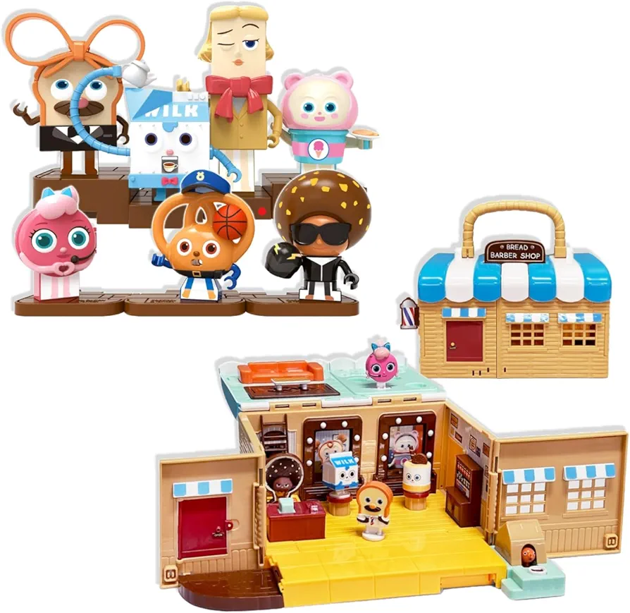 Bread Barbershop Bundle - Welcome to BBS Playset & BBS Figure Set Collectible Action Characters Figurines, Toddlers Play Toys for 3 4 5, for Kids