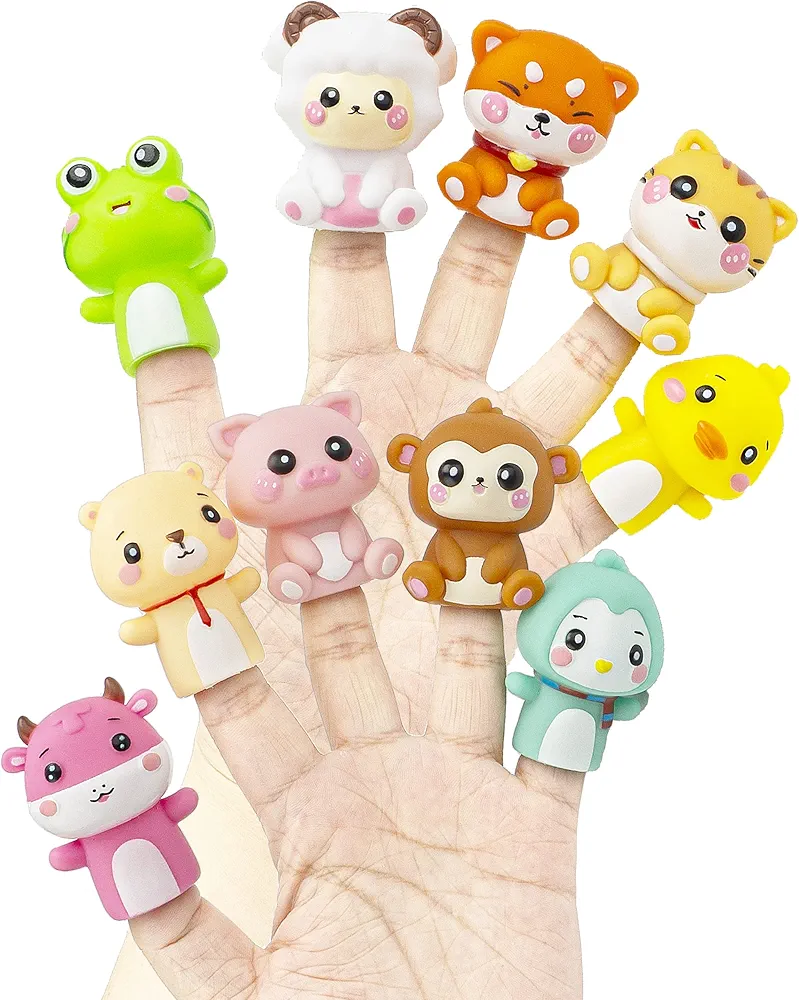 AQKILO® Animal 10 Pieces Finger Puppet Set, Animals Puppet Show Theater Props, Educational, Bath Toys