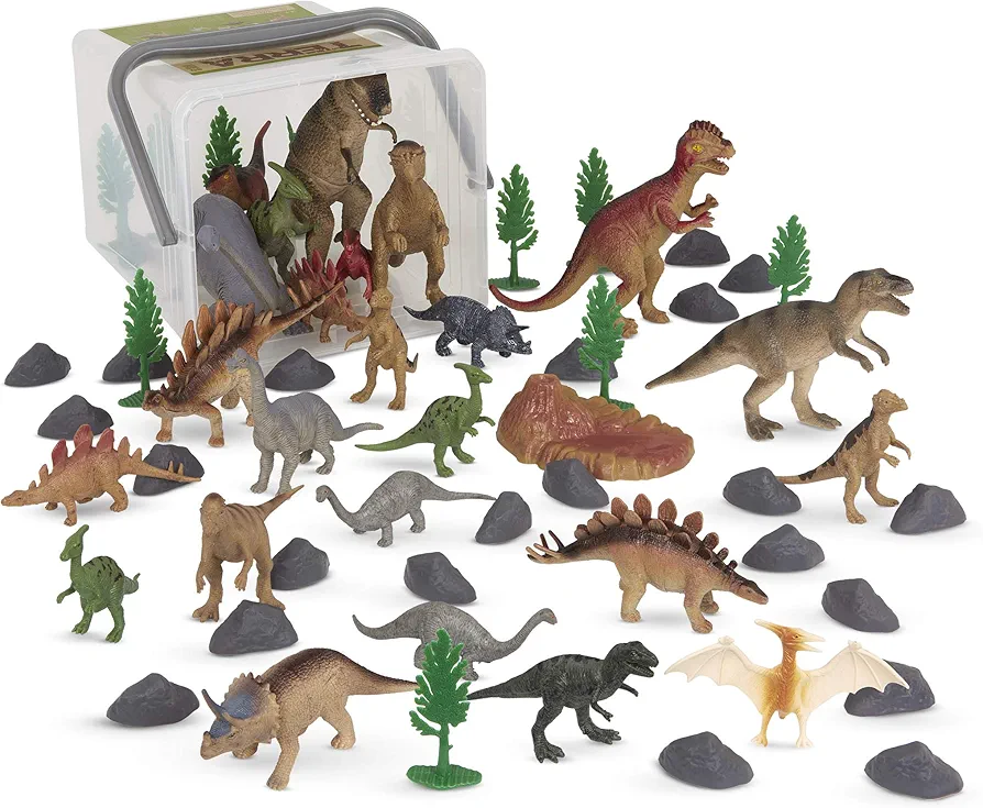 Terra by Battat – 60 Pcs Prehistoric World – Assorted Miniature Dinosaur Toys & Accessories for Kids 3+ – Collectible Plastic Dinosaur Figurines – Birthday Party Supplies & Decorations