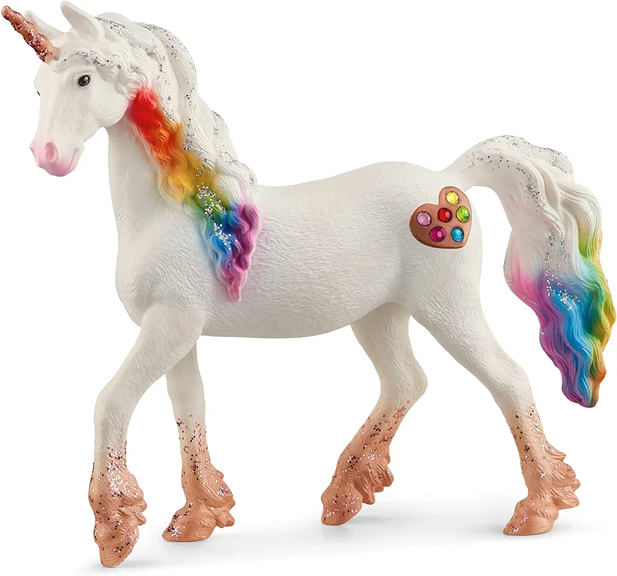 Schleich bayala Mythical Rainbow Love Unicorn Mare Figurine - Featuring Glittery Decorated Details and with Shiny Spiral Horn, Imaginative Fun and Durable Toy for Girls and Boys, Gift for Kids Ages 5+