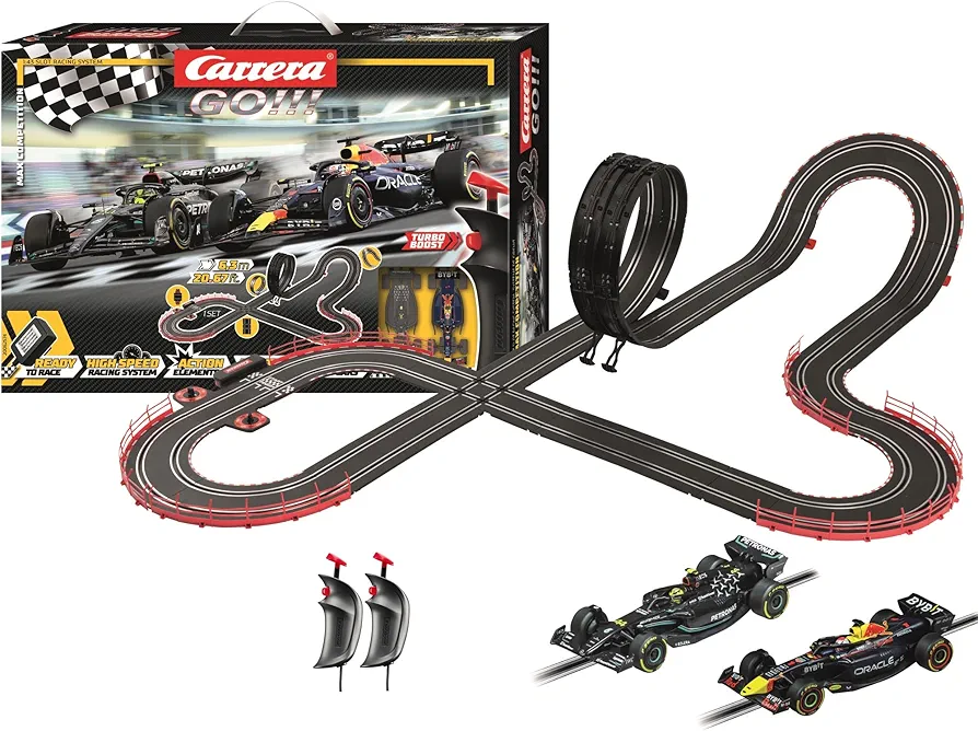 Carrera GO!!! Electric Powered Slot Car Racing Kids Toy Race Track Set 1:43 Scale, Max Competition